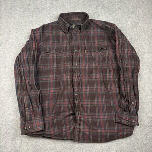Heybo Outdoors‎ Button Up Shirt Mens XL Outdoor Brown Plaid Corduroy Long Sleeve